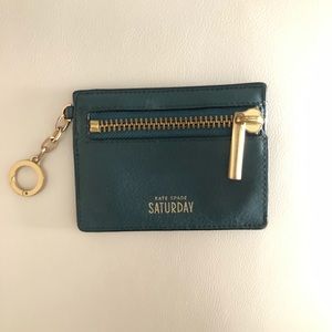 Kate Spade Saturday green keychain wallet